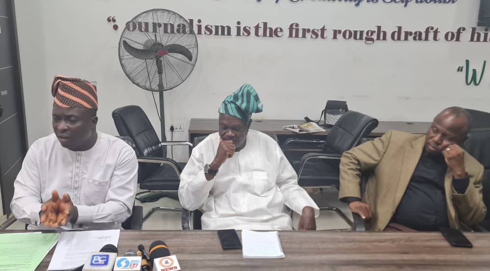 Comm for Budget, Prof. Musibau Babatunde; Commissioner for Information, Prince Dotun Oyelade, and the CPS, Mr. Suleiman Olanrewaju during the media briefing today.