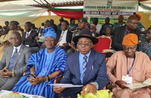 Perm. Sec., Min of Education, Mr. Adeniyi; Chairman of the Day, Engr. Dotun Sanusi; NUT Chair, Com. Raji Oladimeji and TESCOM Chair, Pastor Alamu